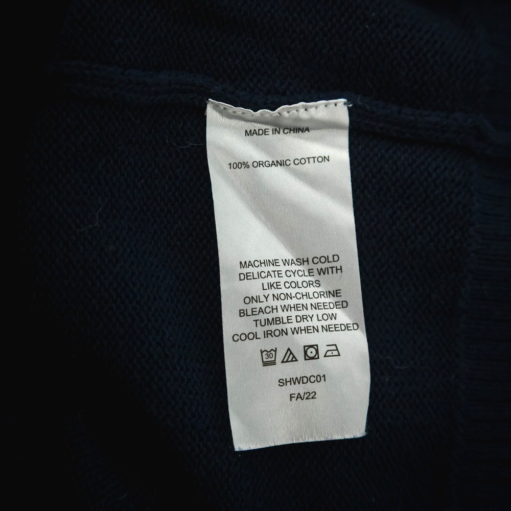 Quince Medium M Navy Blue Boyfriend Raglan Mock Neck Organic Cotton Sweater - Picture 5 of 6